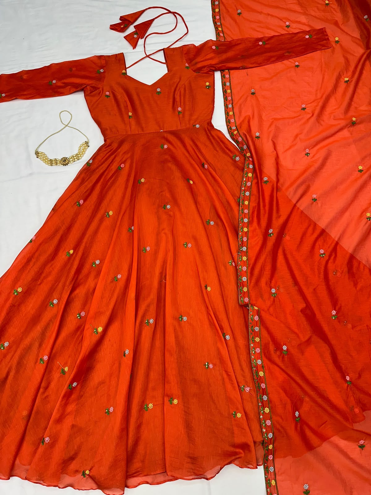 Women's Embroidered Rangoli Silk Gown with Dupatta | Festive & Party Wear | Free Shipping