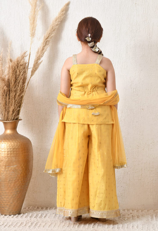Pretty Mustard Yellow Ethnic Sharara Set with Dupatta β Festive Chanderi Outfit
