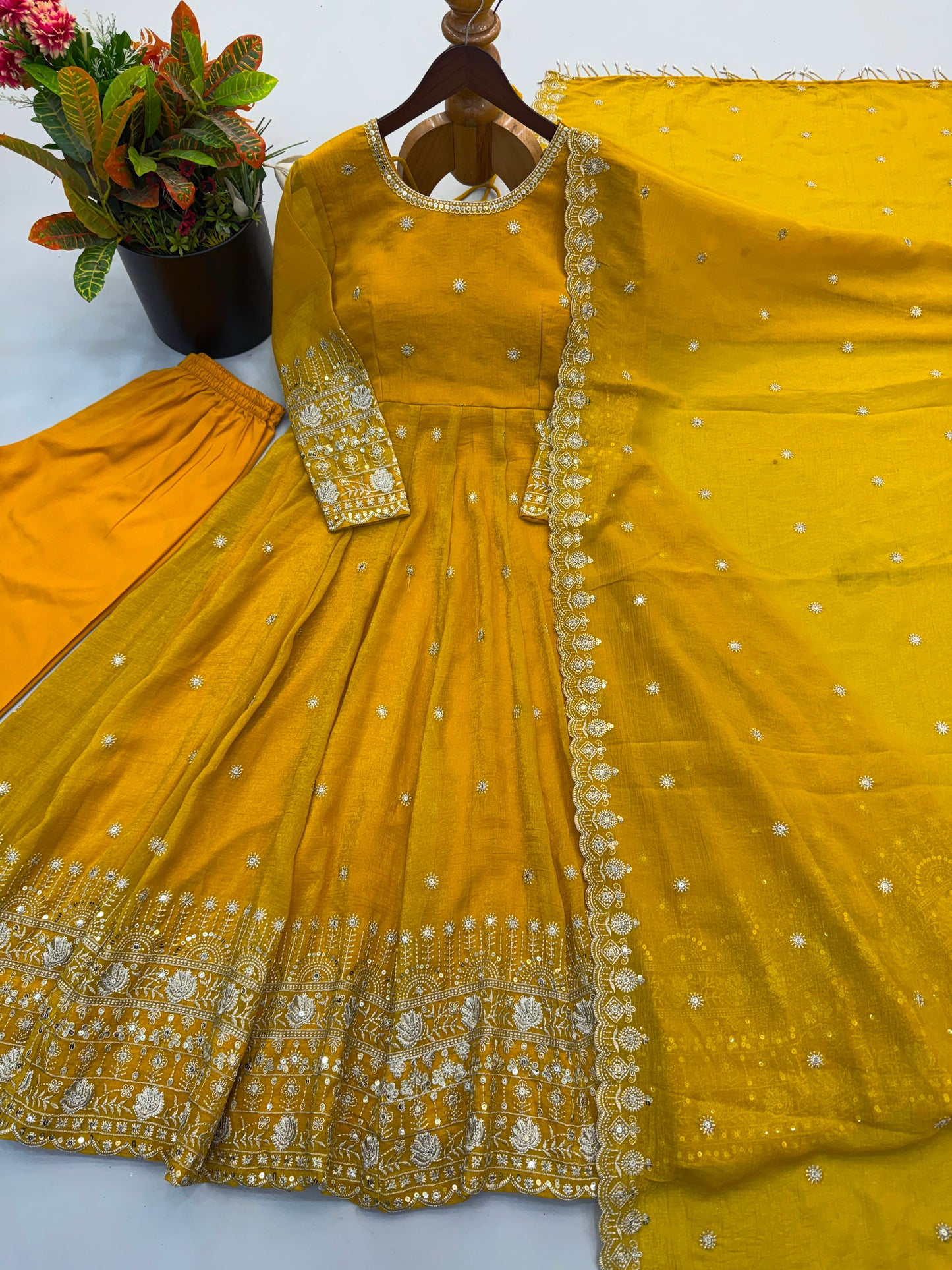 Women's Premium Ethnic Wear Embroidered Gown Set with Dupatta