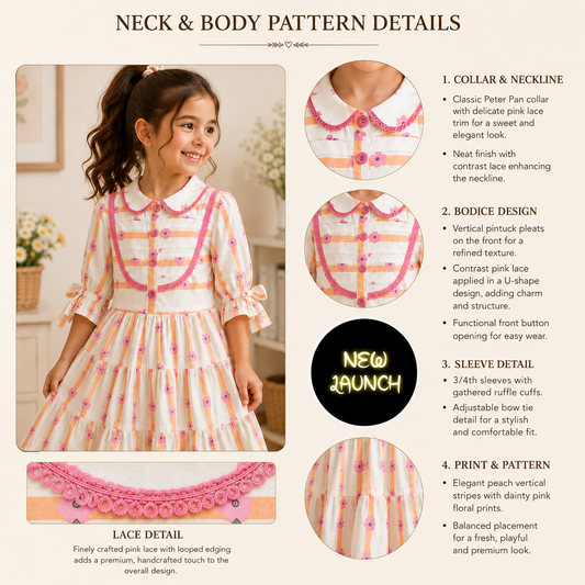 Premium Girls Floral Peter Pan Collar Frock | Mul Cotton Lining | Party Wear Dress (2–7 Years)