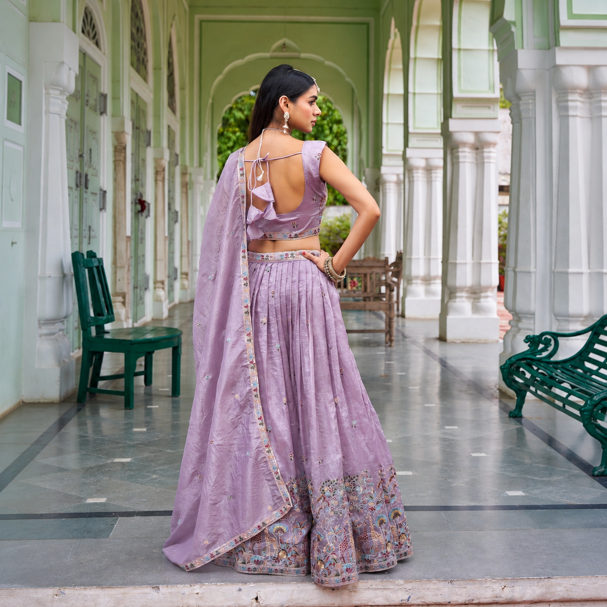 Designer Sequin Embroidered Gold Crush Party Wear Semi-Stitched Lehenga Choli Set