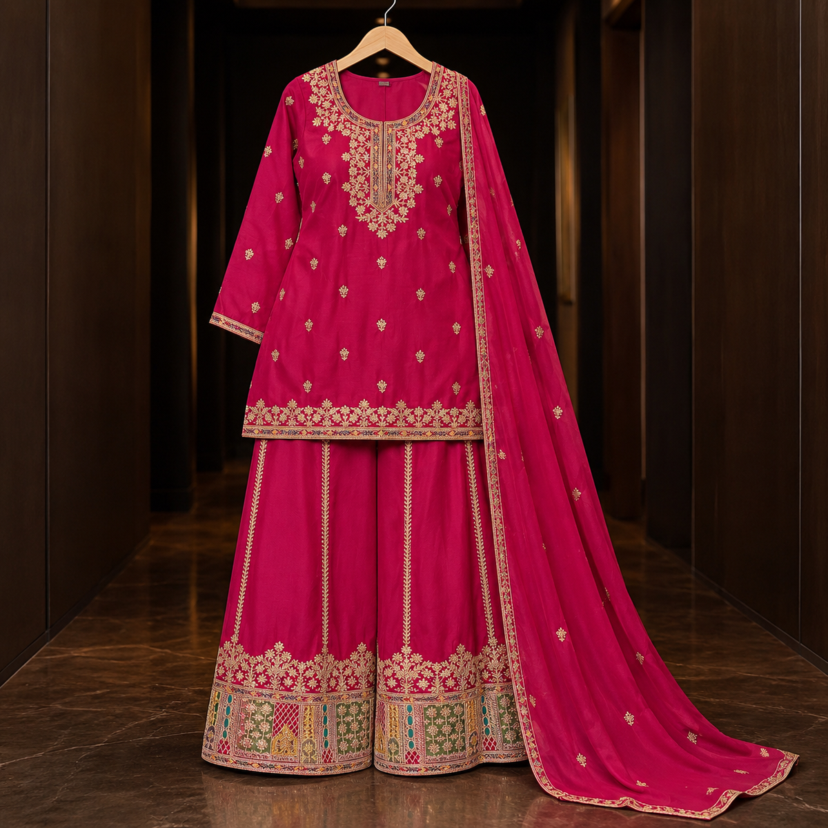 Luxury Festive Embroidered 3 Piece Ethnic Suit