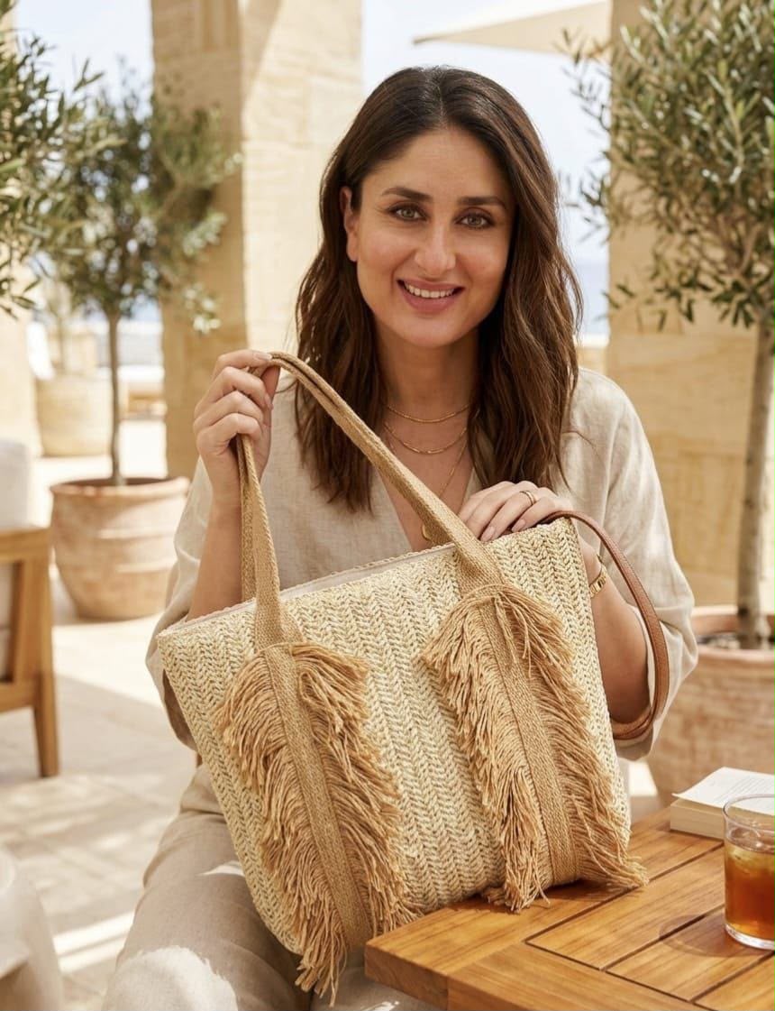 Handcrafted Woven Fringe Tote Bag with Matching Boho Sling