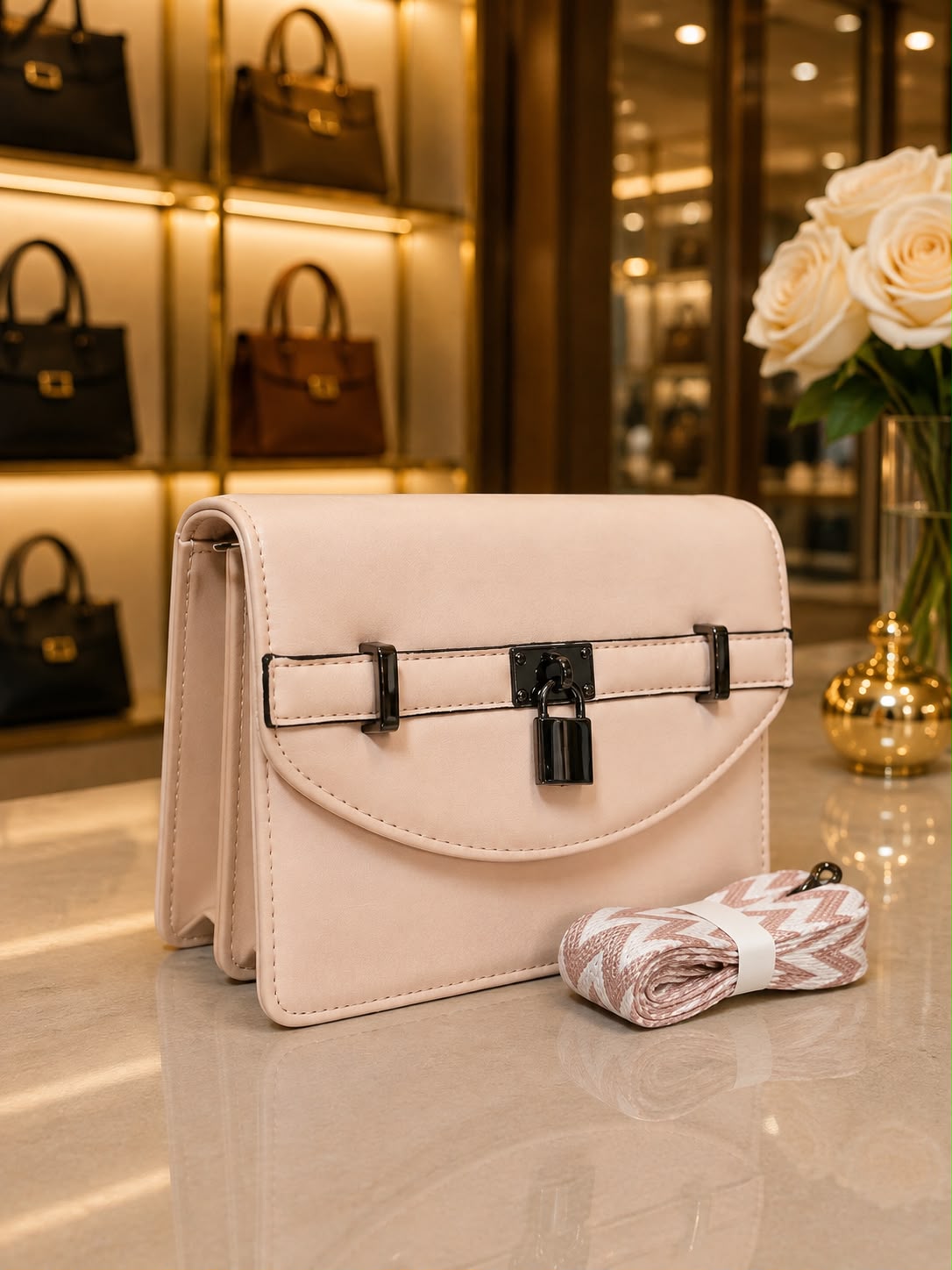 Premium Leather Look Broad Belt Hand & Sling Bag