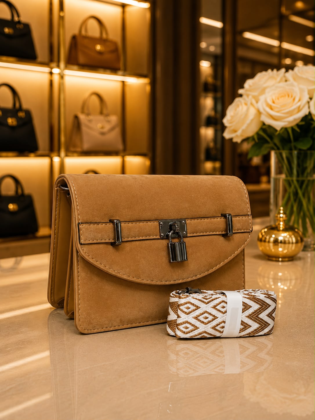 Premium Leather Look Broad Belt Hand & Sling Bag