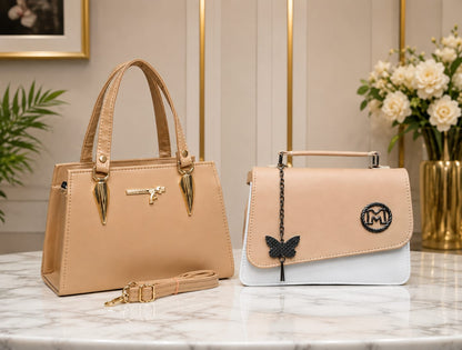 2 Pcs Ladies Handbag & Sling Combo Set | Handy + Crossbody Sling Bag