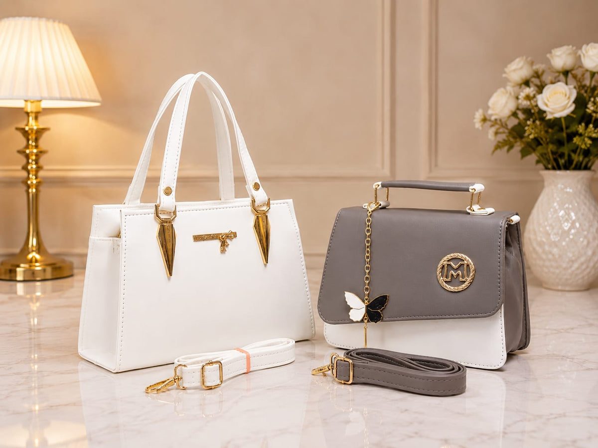 2 Pcs Ladies Handbag & Sling Combo Set | Handy + Crossbody Sling Bag