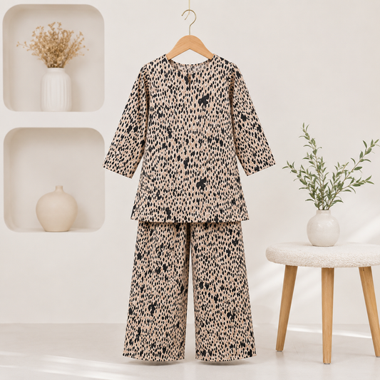Stylish Mal Satin Printed Top with Matching Palazzo Set for Girls