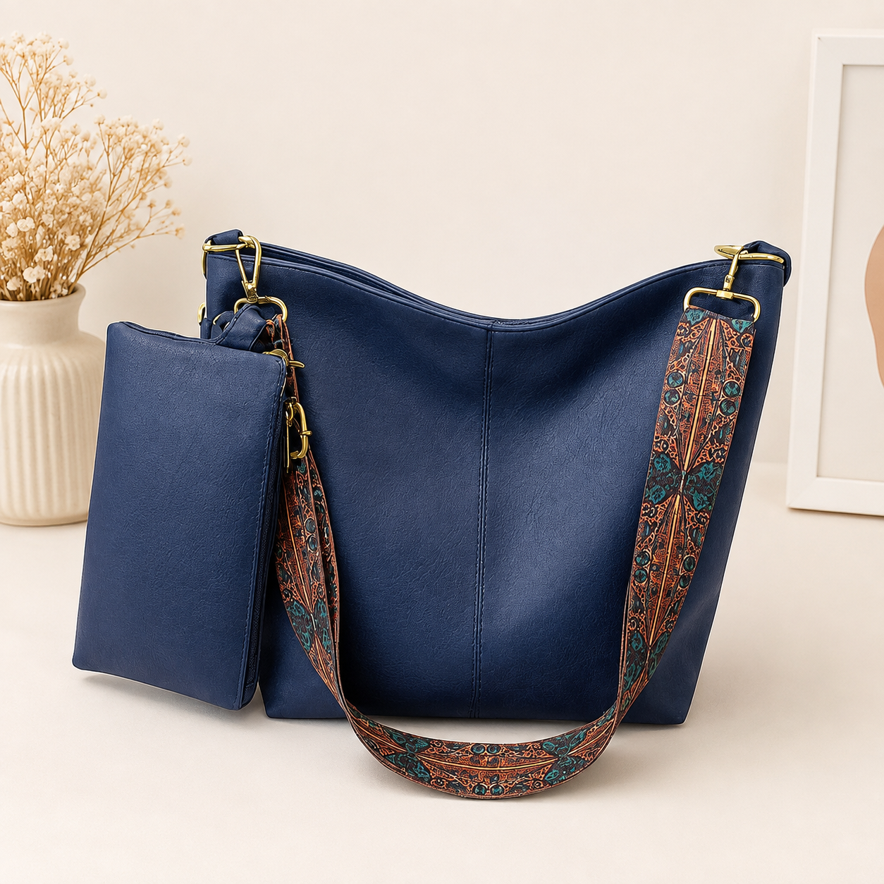 Premium 2-Piece PU Leather Tote Bag Combo (4 Colors)