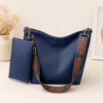 Premium 2-Piece PU Leather Tote Bag Combo (4 Colors)