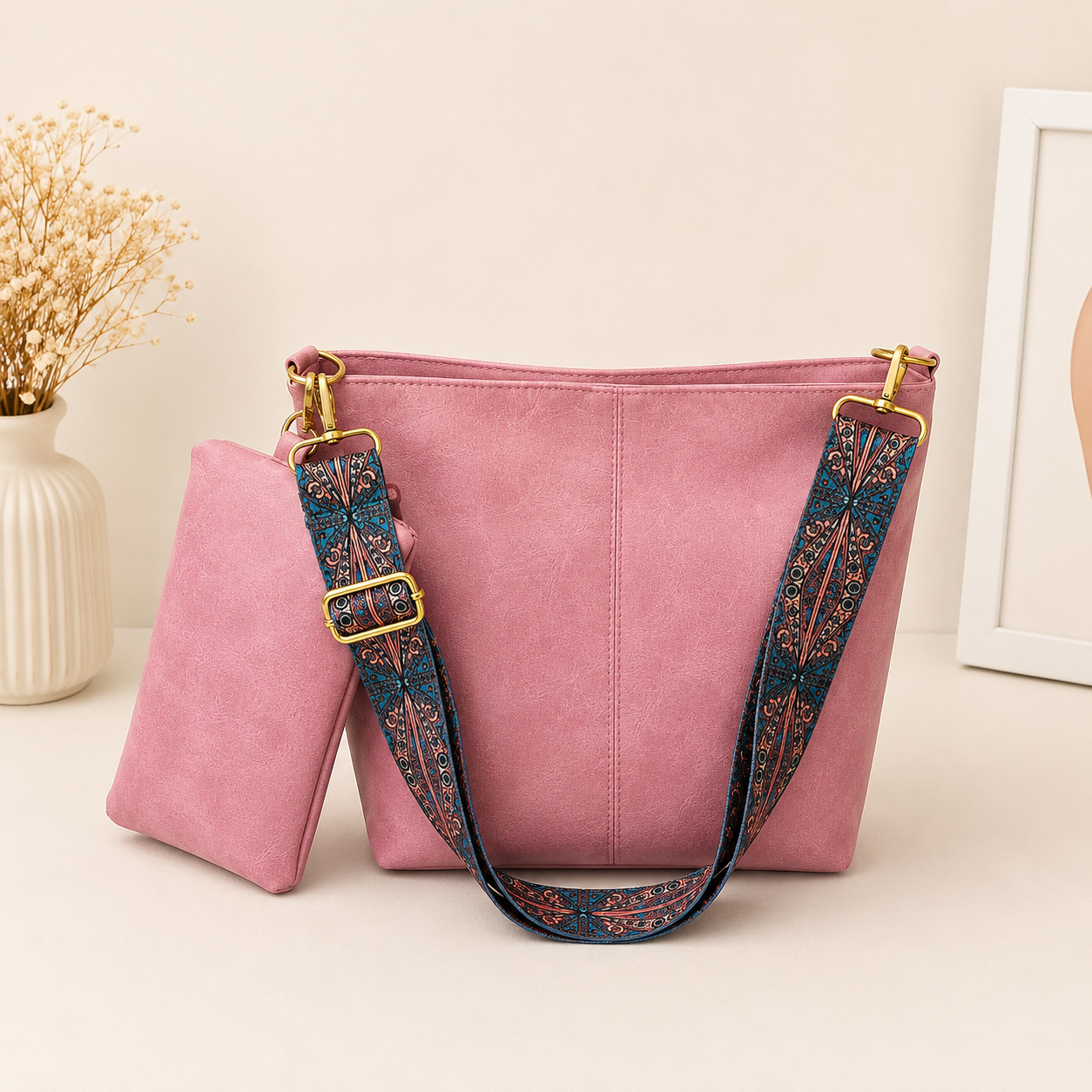 Premium 2-Piece PU Leather Tote Bag Combo (4 Colors)