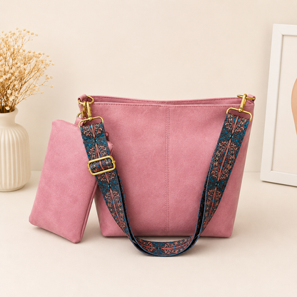 Premium 2-Piece PU Leather Tote Bag Combo (4 Colors)