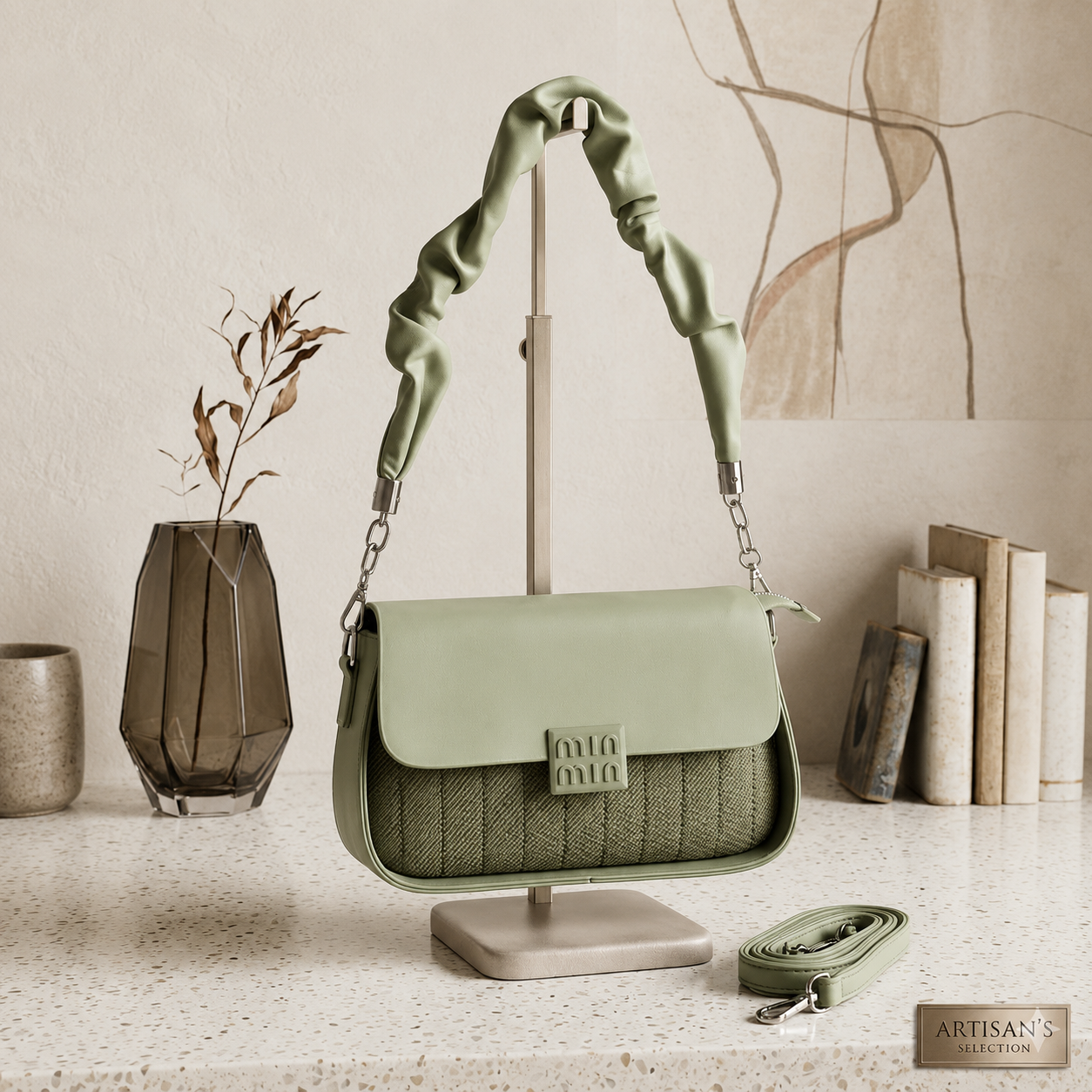 Women's Premium Sage Green Shoulder Bag | Elegant Crossbody Handbag