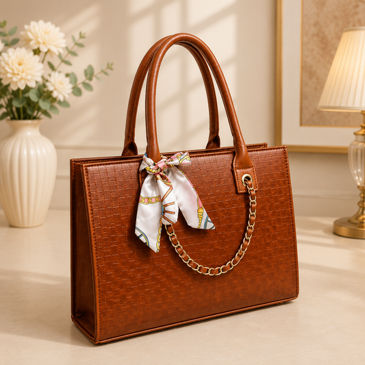 Women's Premium Crocodile Leather Laptop Tote Bag