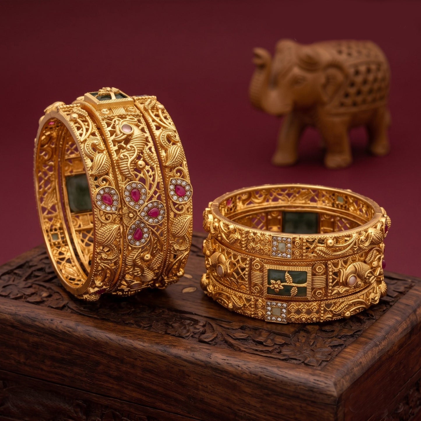 Traditional Rajwadi Gold-Plated 6 Pcs Designer Chuda Set for Women