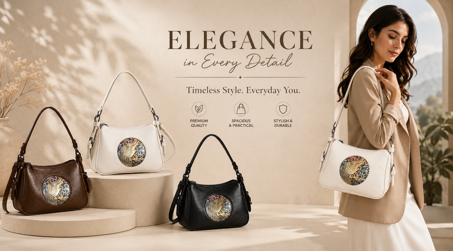 Premium Textured Leather Shoulder & Crossbody Handbag for Women