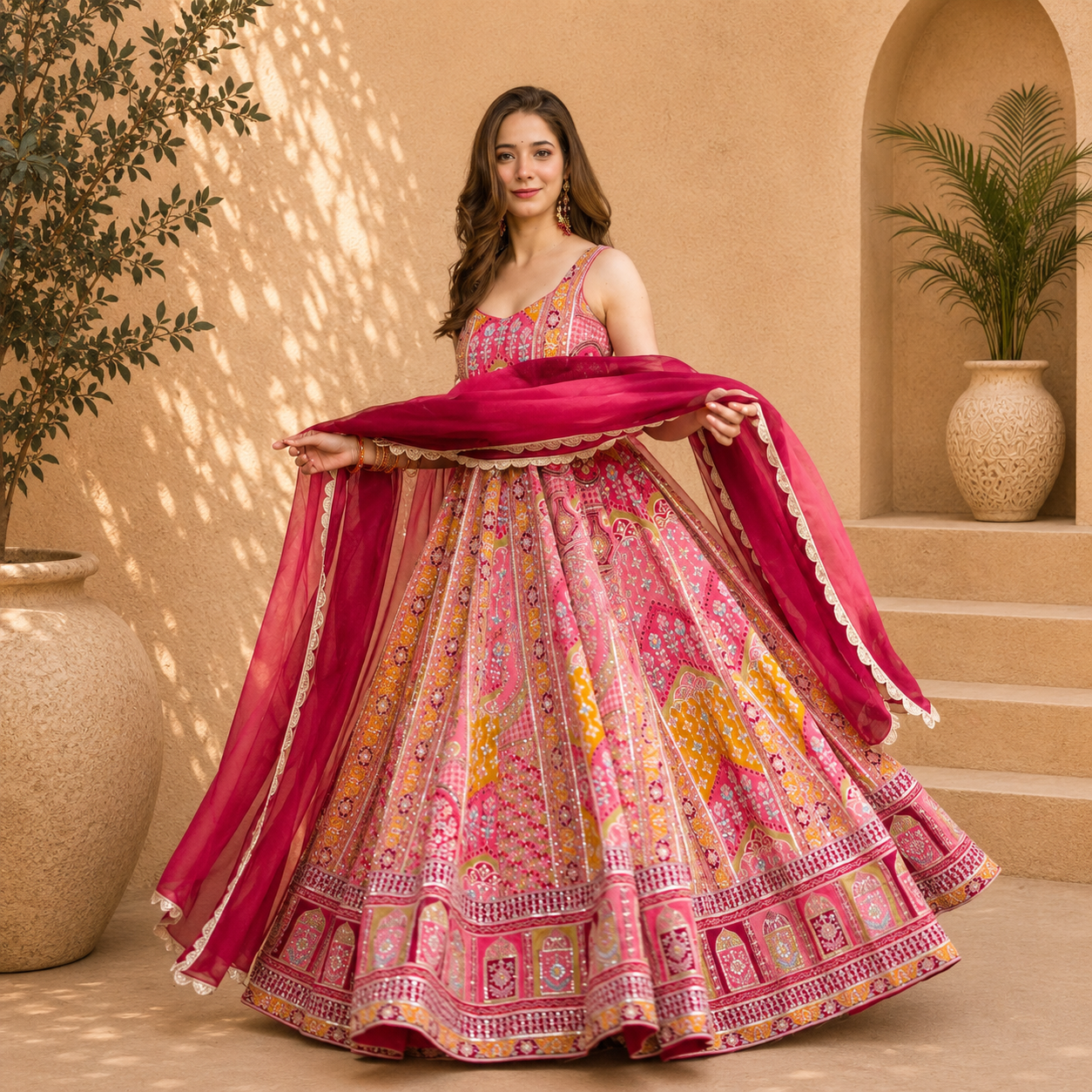 Premium Pure Jimmy Organza Silk Digital Printed Anarkali Gown with Dupatta