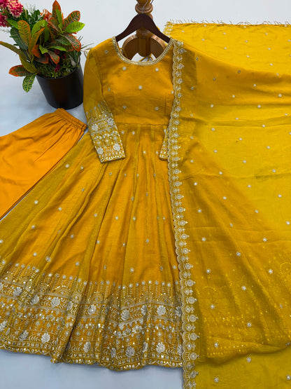 Women's Premium Ethnic Wear Embroidered Gown Set with Dupatta