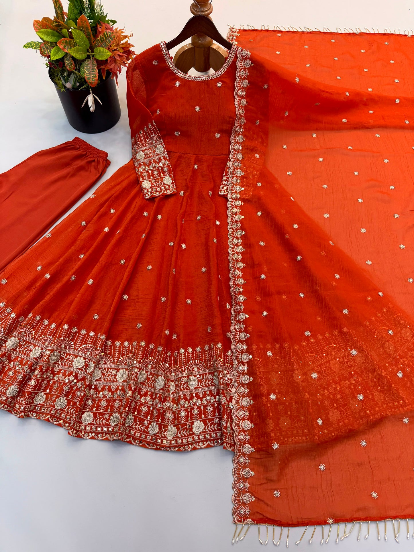 Women's Premium Ethnic Wear Embroidered Gown Set with Dupatta