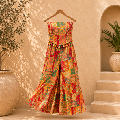 Designer Viscose Jacquard Silk Printed Co-Ord Set for Women