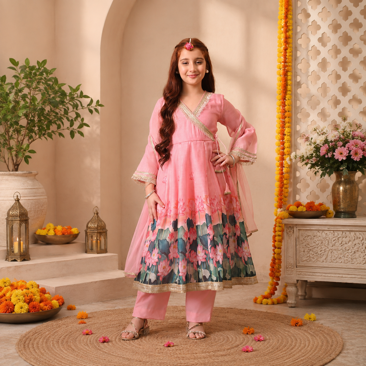 Ethnic Wear for Girls & Boys – Chanderi Anarkali Set & Kurta Pyjama with Taffeta Jacket