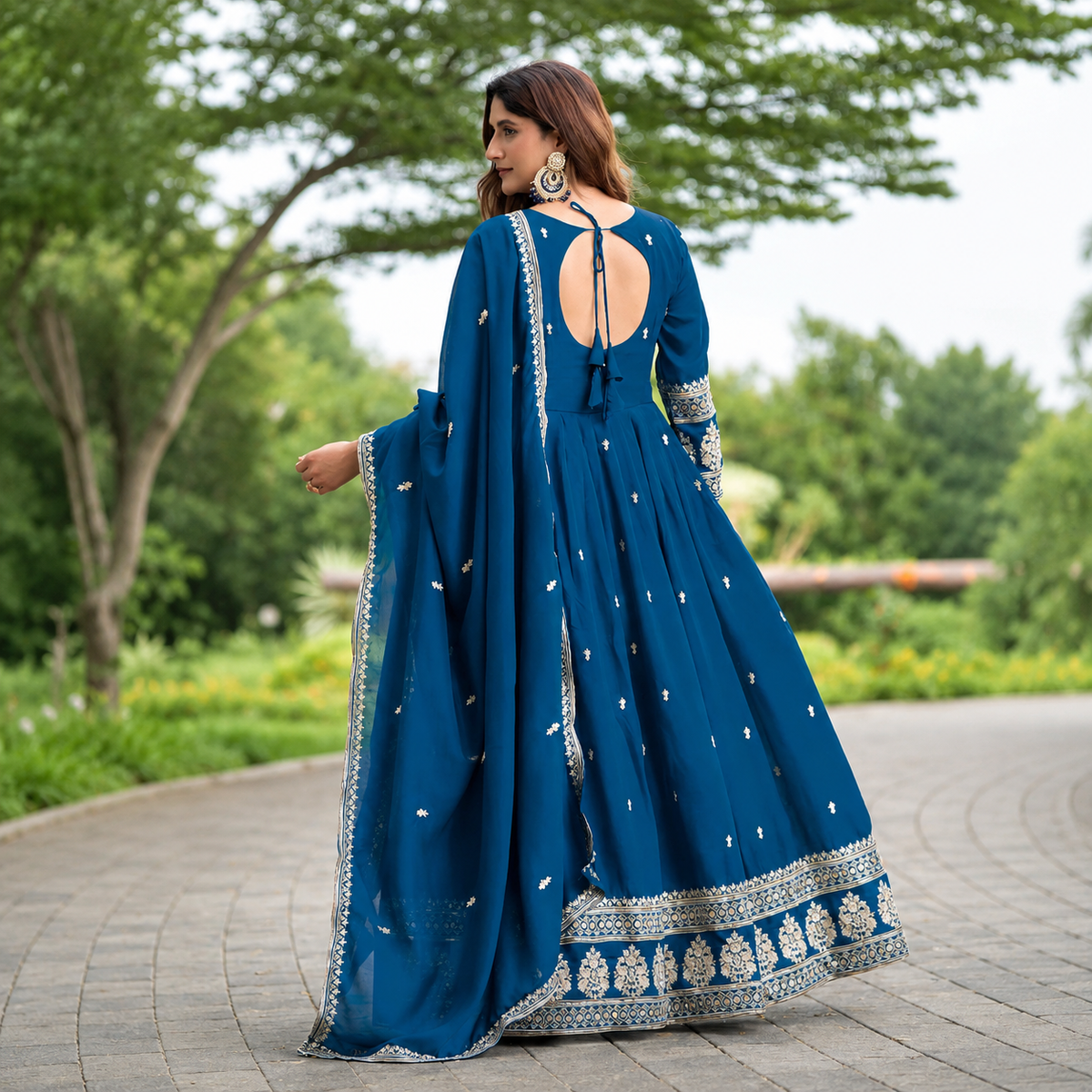 Sparshy 2 Piece Art Silk Embroidered Anarkali Suit with Dupatta – Festive Wear