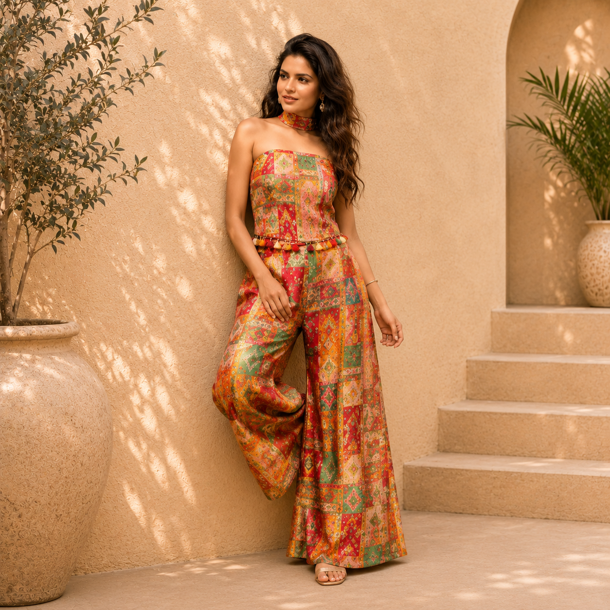 Designer Viscose Jacquard Silk Printed Co-Ord Set for Women