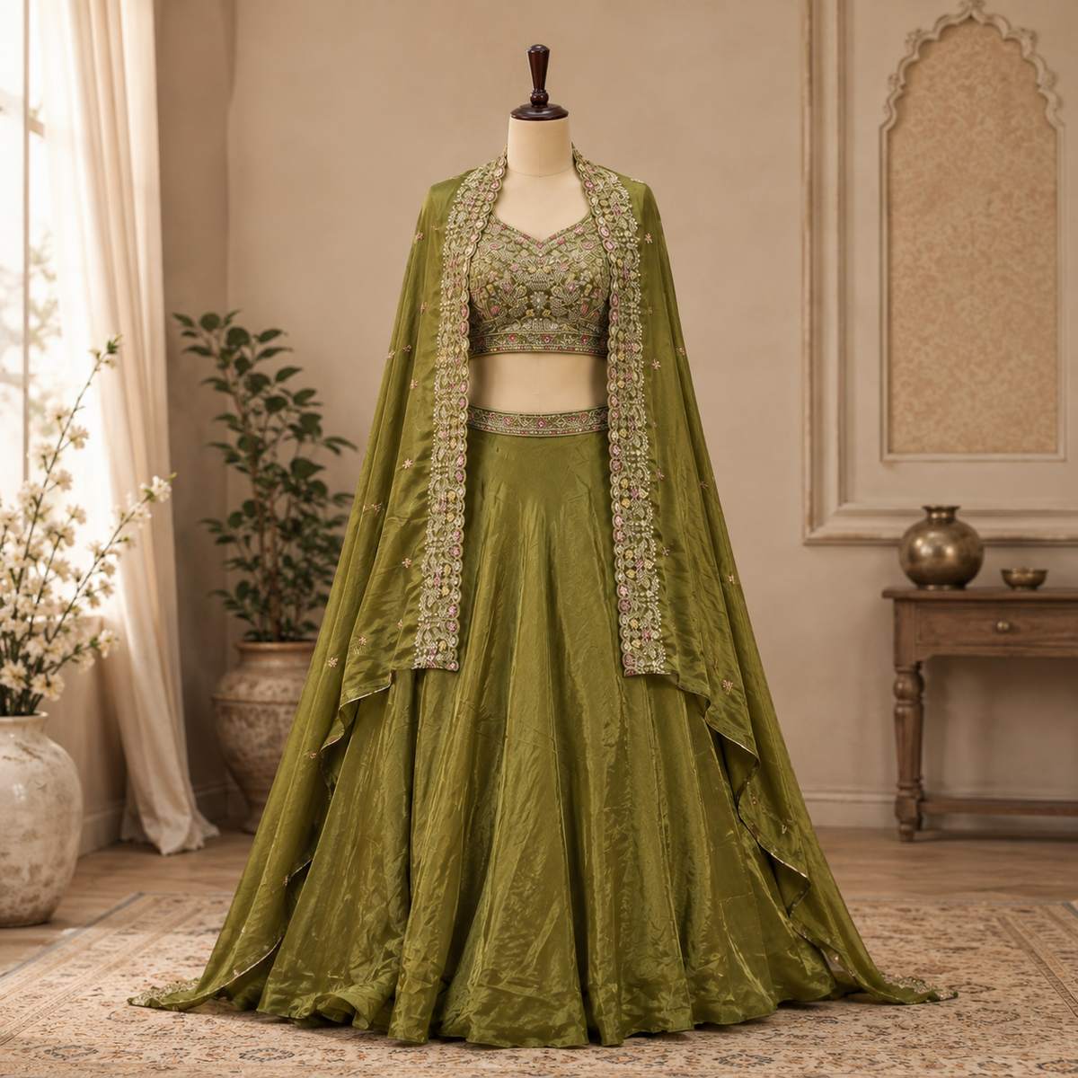 Premium Chinon Silk & Fendy Silk Embroidered Lehenga Set | Wedding & Festive Wear