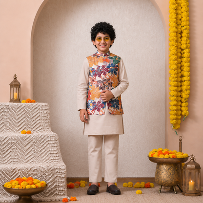 Premium Multicolor Floral Printed Kids Ethnic Wear Set for Boys & Girls