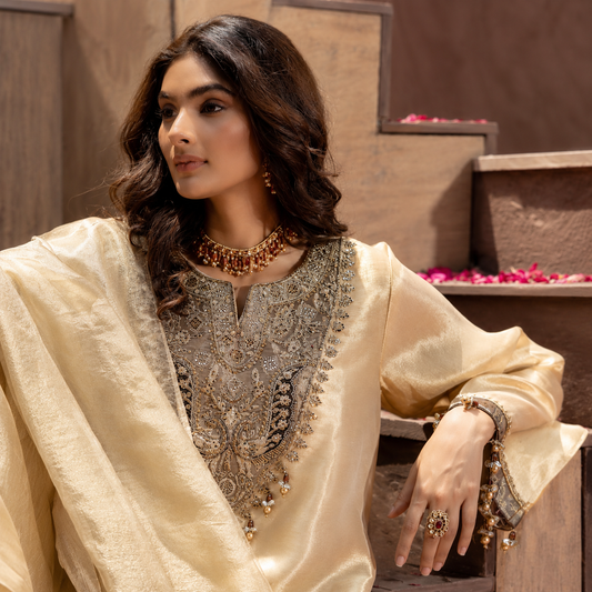 Premium 3 Piece Giraffe Silk Handwork Suit Set with Dupatta