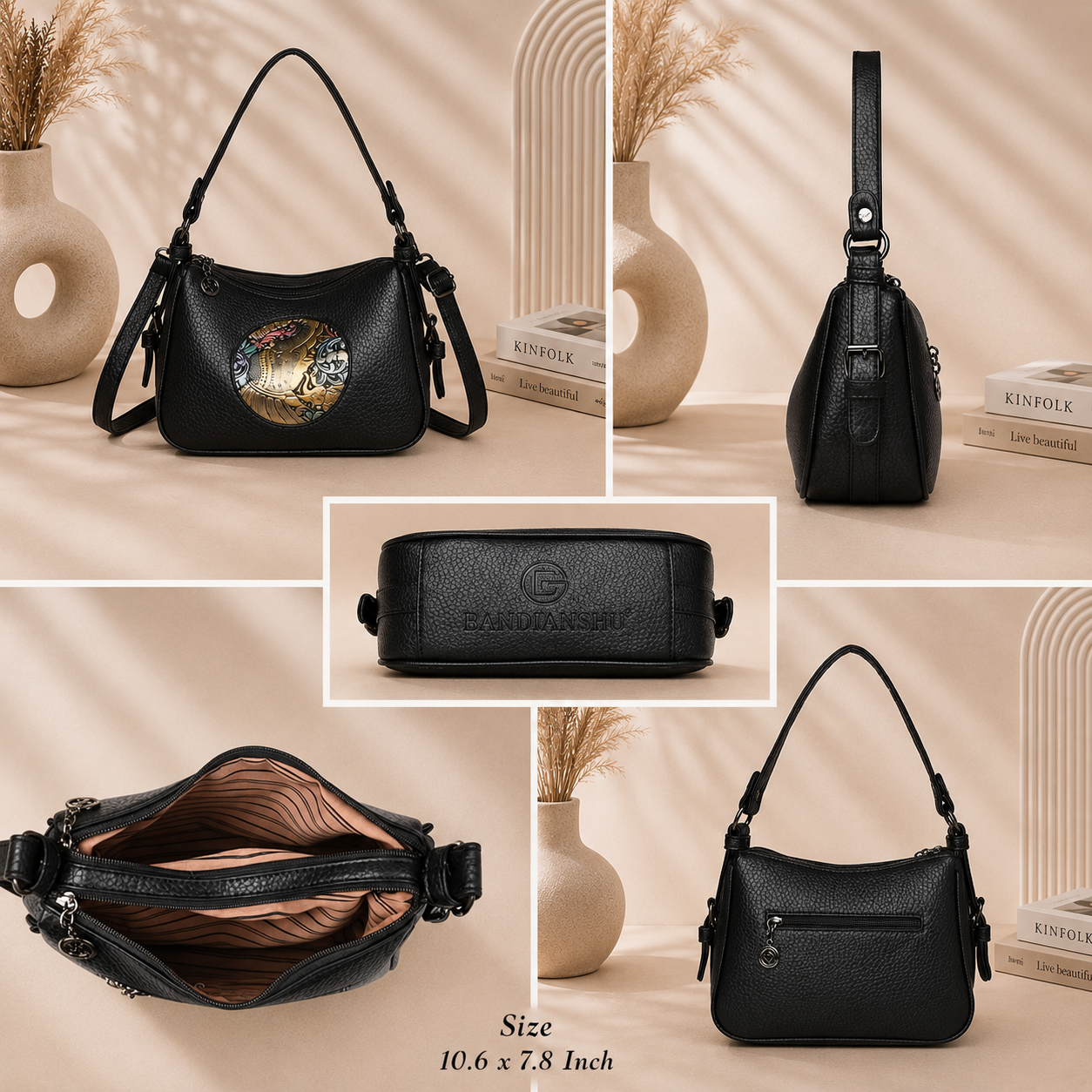 Premium Textured Leather Shoulder & Crossbody Handbag for Women