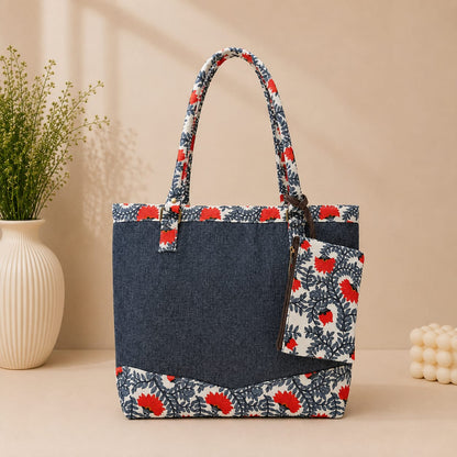 Premium Canvas Jute Tote Bag with Matching Zipper Pouch
