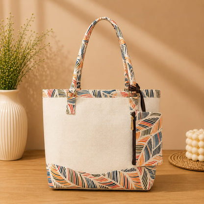 Premium Canvas Jute Tote Bag with Matching Zipper Pouch