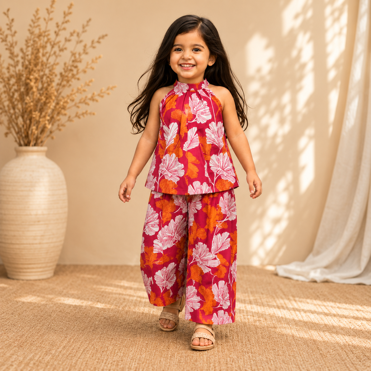 Kids Premium Cotton Floral Co-Ord Set | Sleeveless Summer Outfit | Girls Casual Wear (2–12 Years)