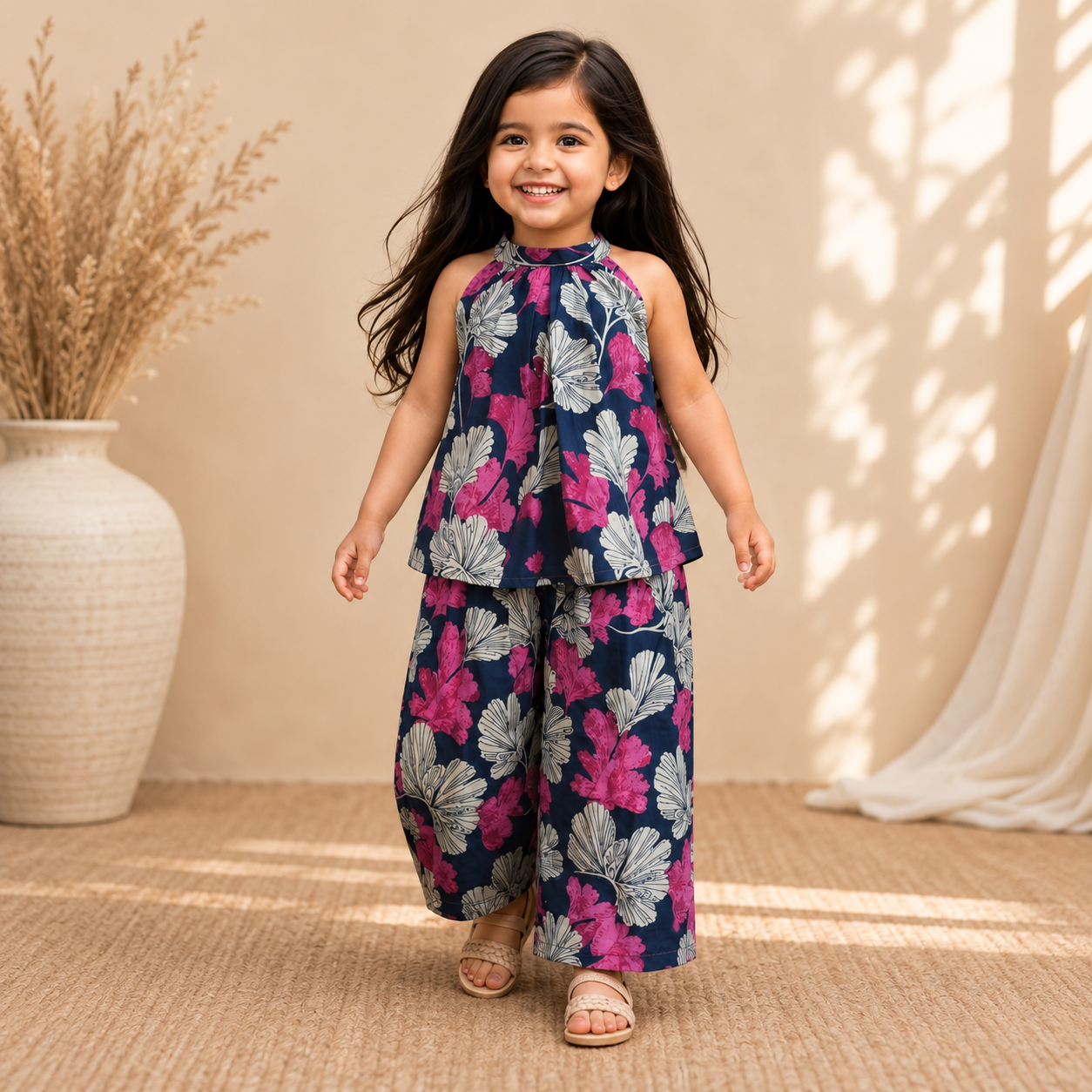 Kids Premium Cotton Floral Co-Ord Set | Sleeveless Summer Outfit | Girls Casual Wear (2–12 Years)