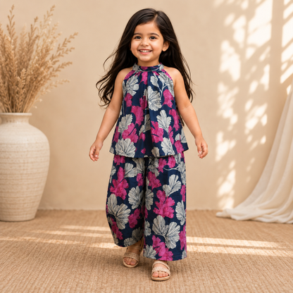 Kids Premium Cotton Floral Co-Ord Set | Sleeveless Summer Outfit | Girls Casual Wear (2–12 Years)
