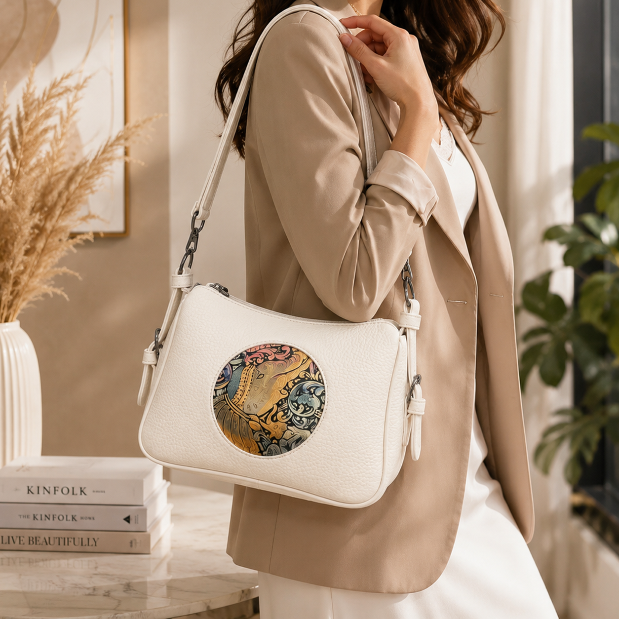 Premium Textured Leather Shoulder & Crossbody Handbag for Women