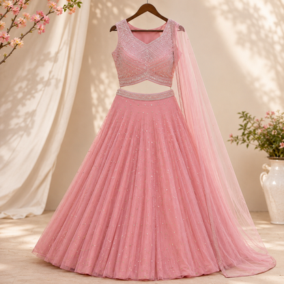 Premium Simar Silk Party Wear Lehenga Set with Beads Work | 3 Colors Available