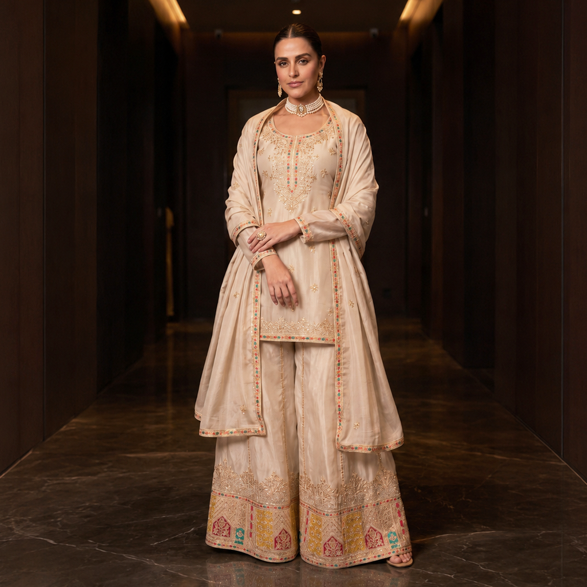 Luxury Festive Embroidered 3 Piece Ethnic Suit