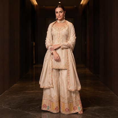 Luxury Festive Embroidered 3 Piece Ethnic Suit