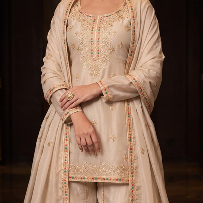 Luxury Festive Embroidered 3 Piece Ethnic Suit