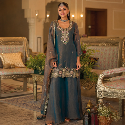 Premium Designer 3 Piece Embroidered Festive Wear Suit Set