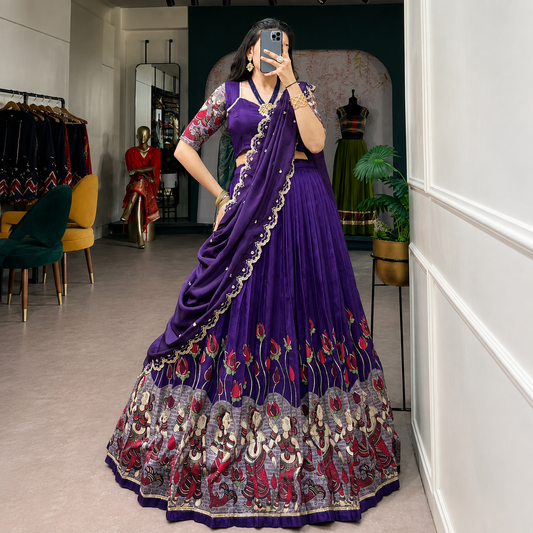 Party Wear Designer Semi-Stitched Lehenga Choli - Blouse Unstitched