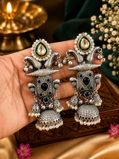 Premium Traditional Oxidised Jhumka Earrings for Women | Ethnic Party Wear