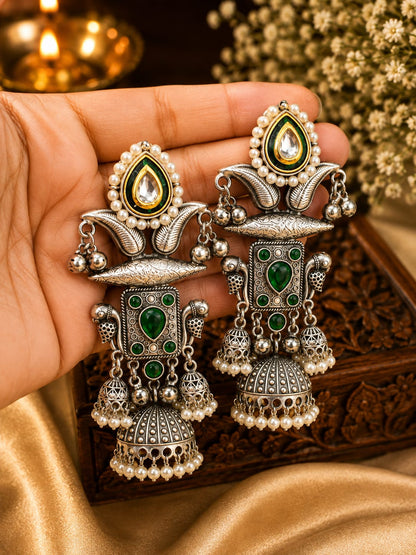 Premium Traditional Oxidised Jhumka Earrings for Women | Ethnic Party Wear