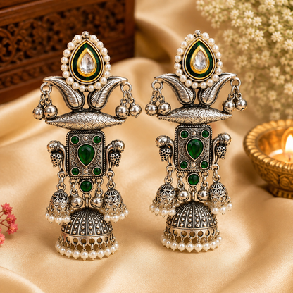 Premium Traditional Oxidised Jhumka Earrings for Women | Ethnic Party Wear
