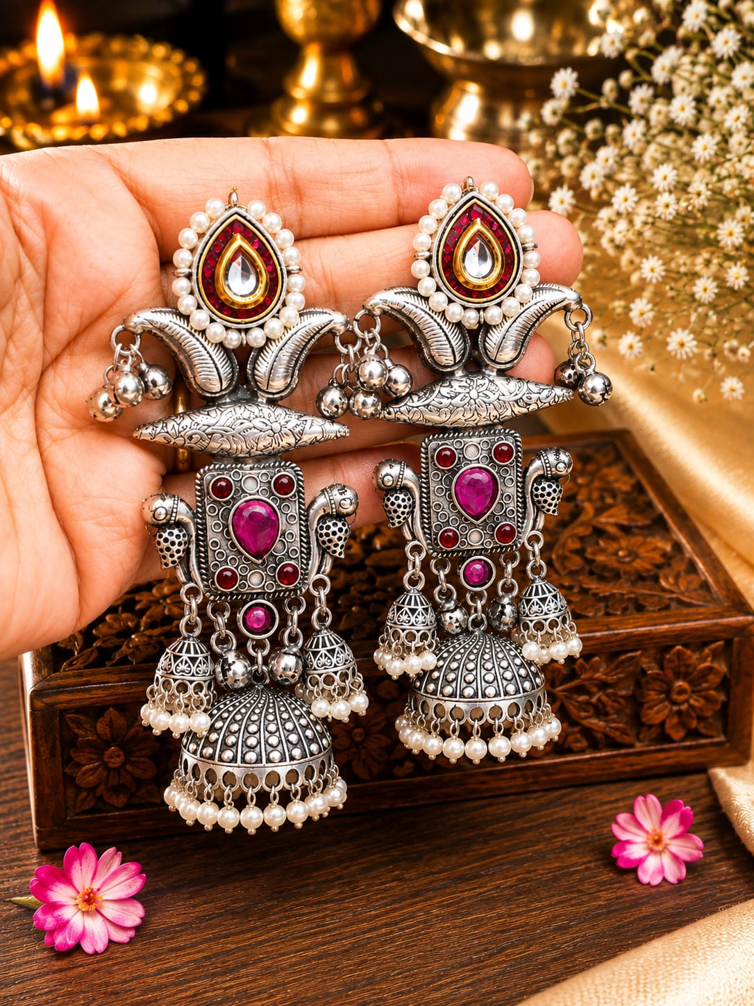Premium Traditional Oxidised Jhumka Earrings for Women | Ethnic Party Wear