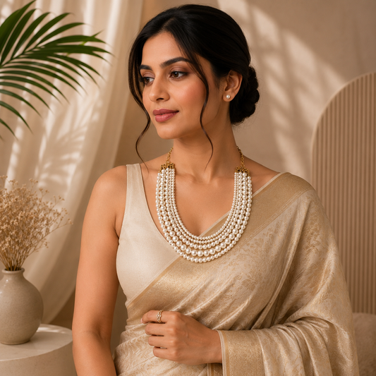 Luxury Multi-Layer Pearl Statement Necklace for Women | Elegant Bridal & Party Jewelry