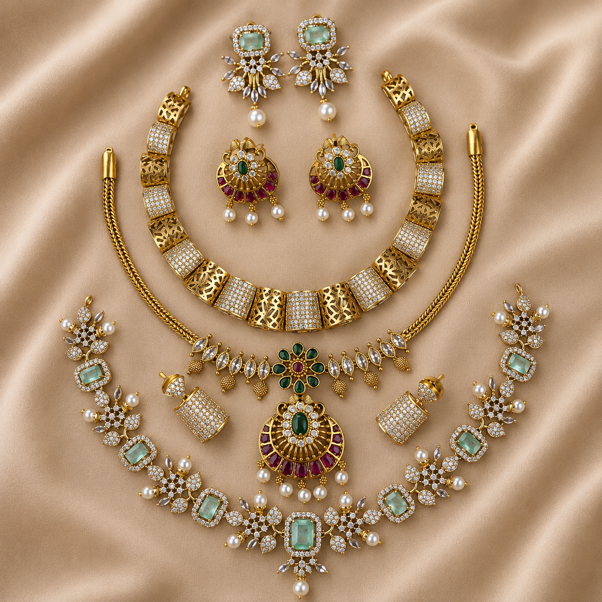 Luxury Royal Kundan Jewellery Set – Statement Necklace, Earrings & Matching Jewellery Collection