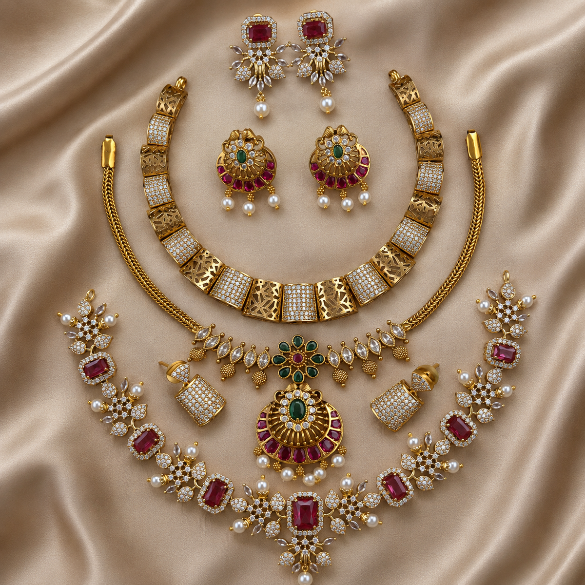 Luxury Royal Kundan Jewellery Set – Statement Necklace, Earrings & Matching Jewellery Collection